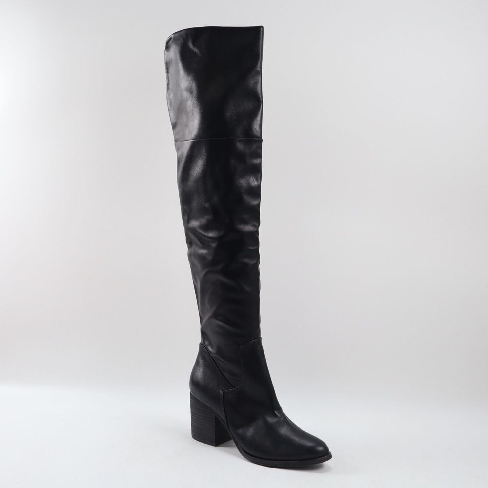 🔥NEW BP. Luke Over the Knee Boots Side Zip Faux Leather Heeled, Black, 7M US🔥 - Picture 3 of 11